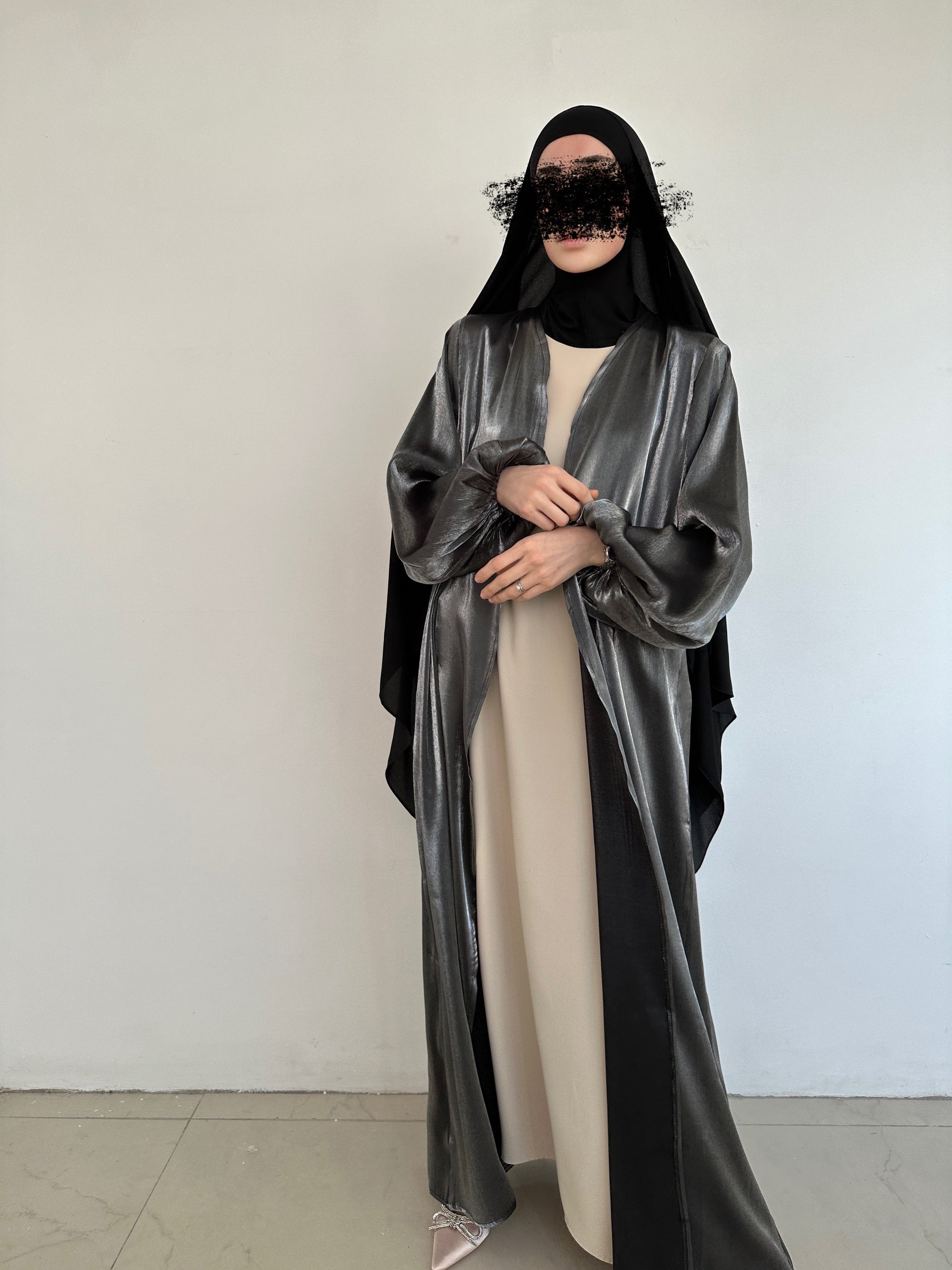 KIMONO ORGANZA GRIS FONCÉ