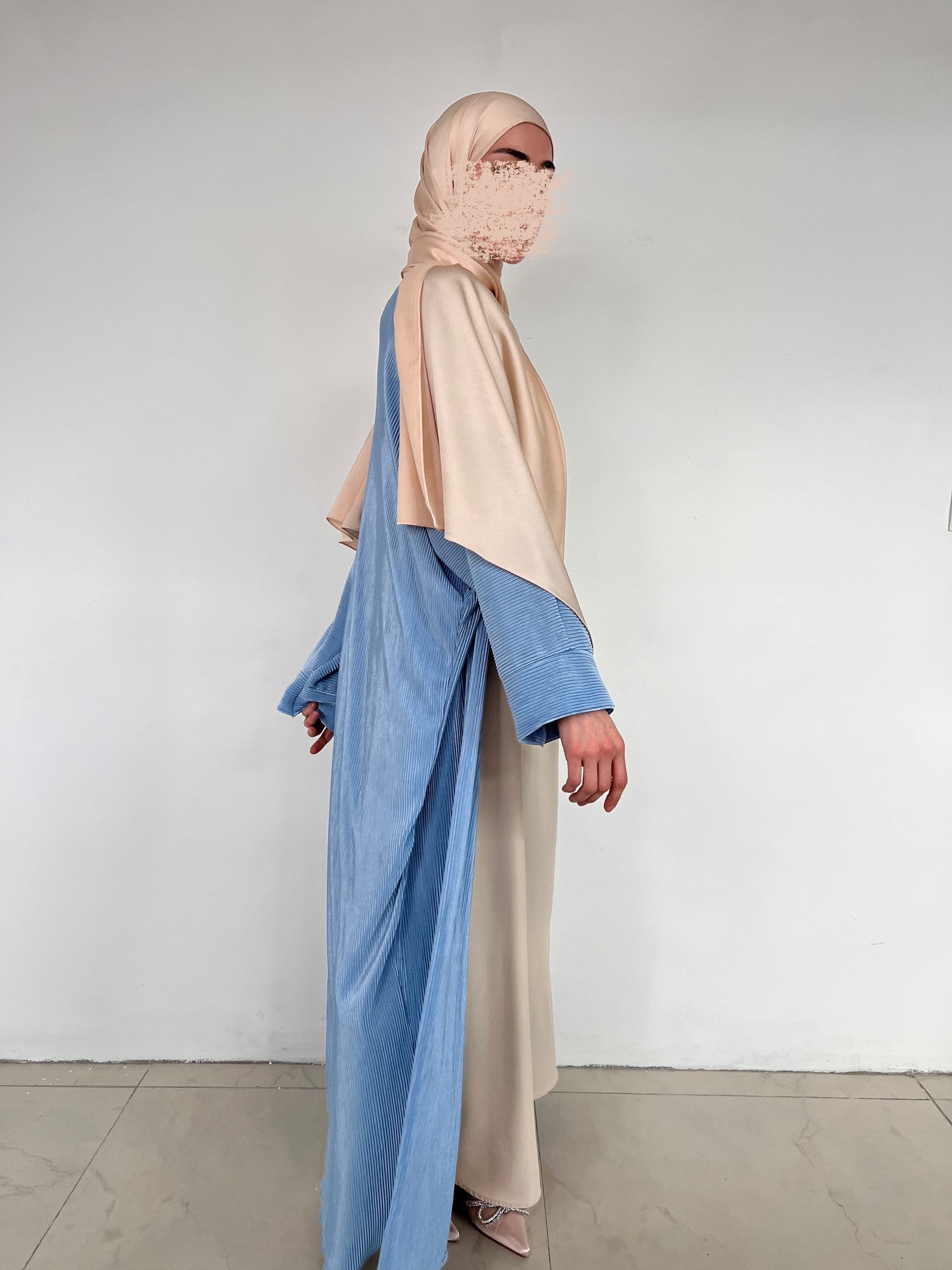 KIMONO PLISSÉ BLEU CIEL