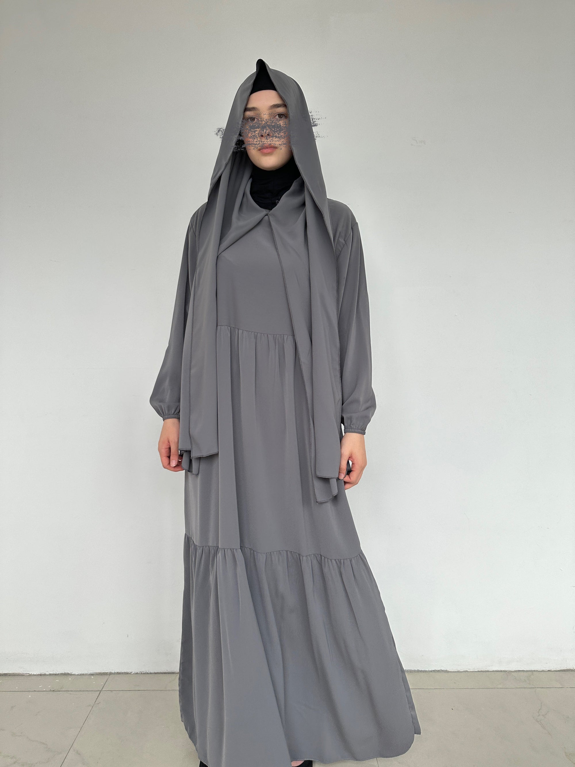 ABAYA SEMA HIJAB INTÉGRÉ GRIS FONCÉ