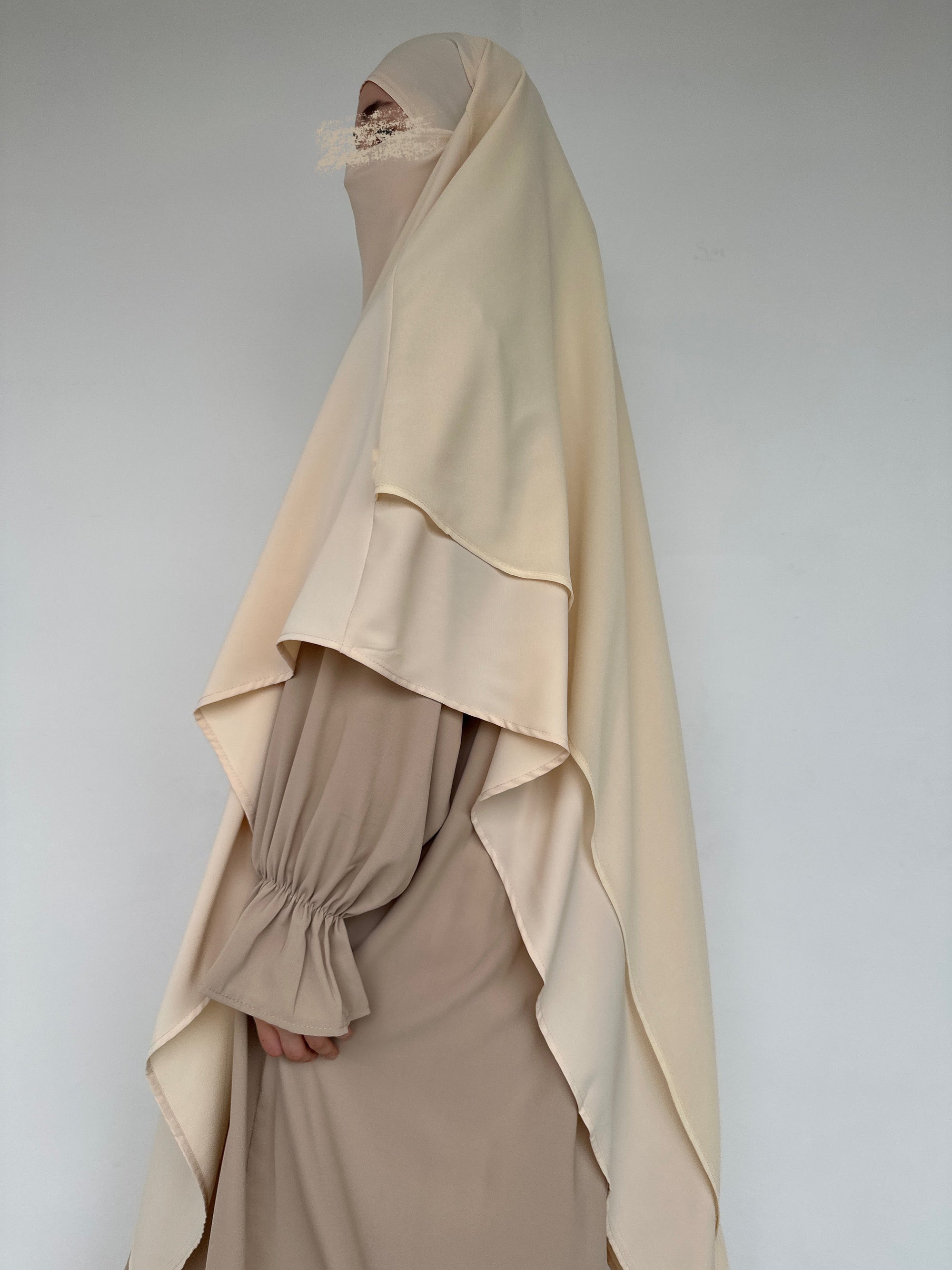 KHIMAR BI-MATIÈRE BEIGE POUDRÉ