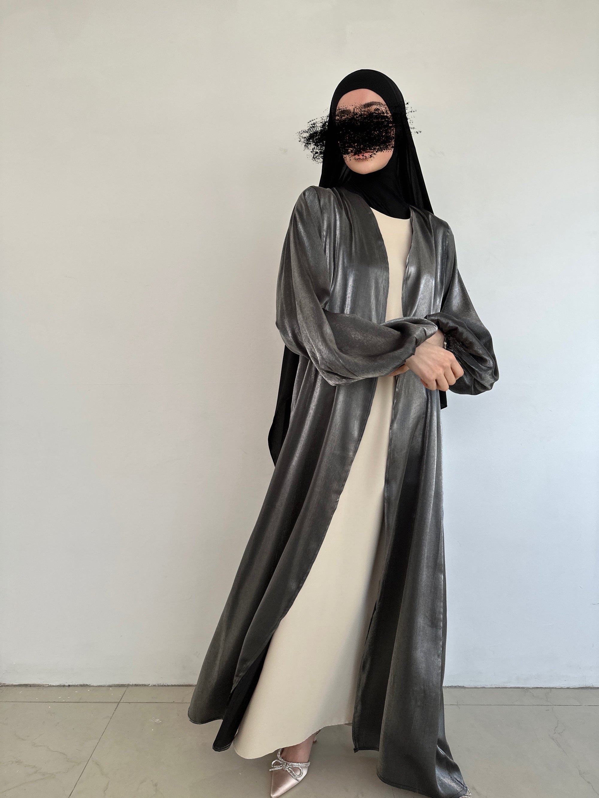KIMONO ORGANZA GRIS FONCÉ