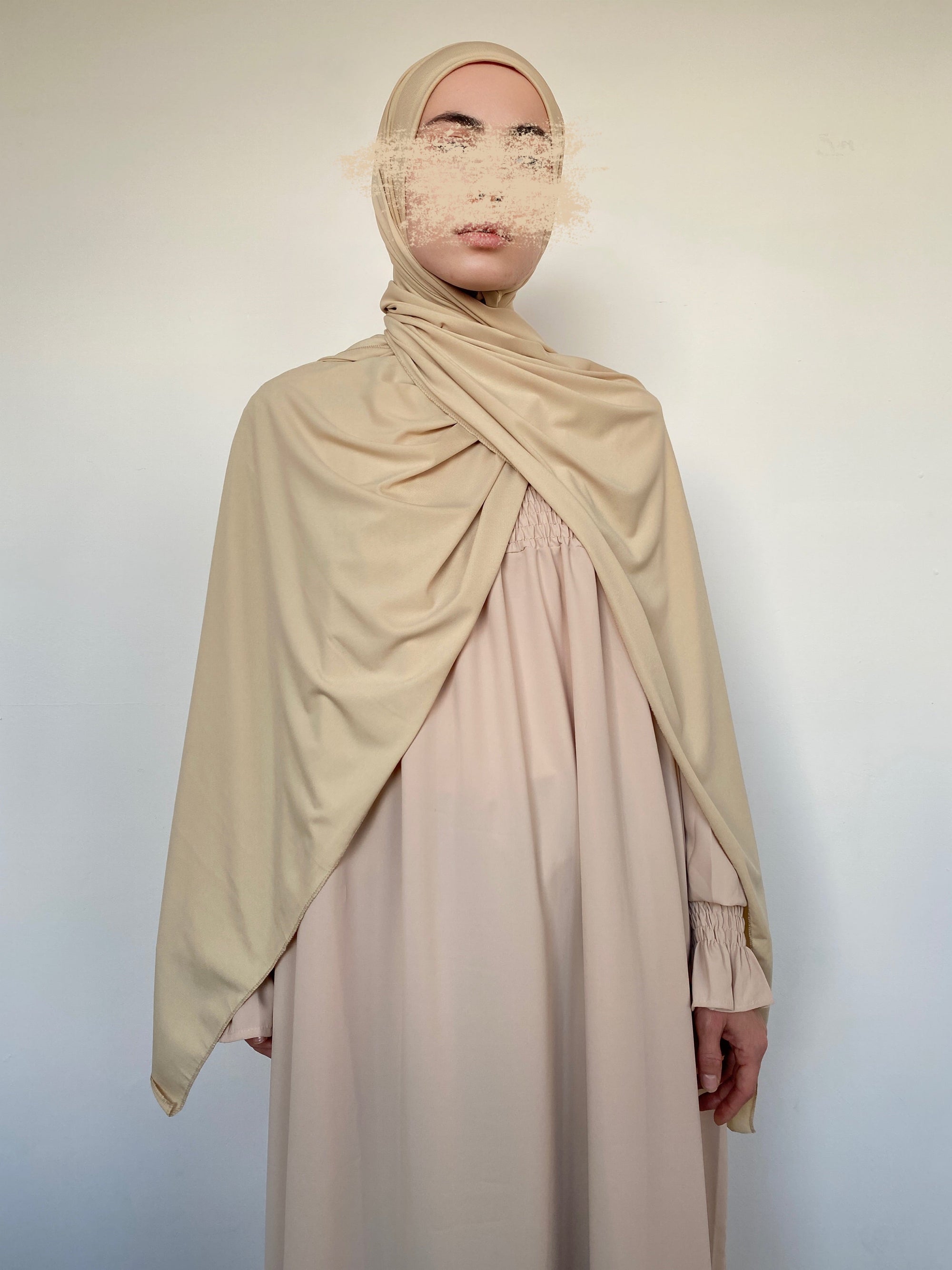 HIJAB JERSEY PREMIUM XL À NOUER BEIGE