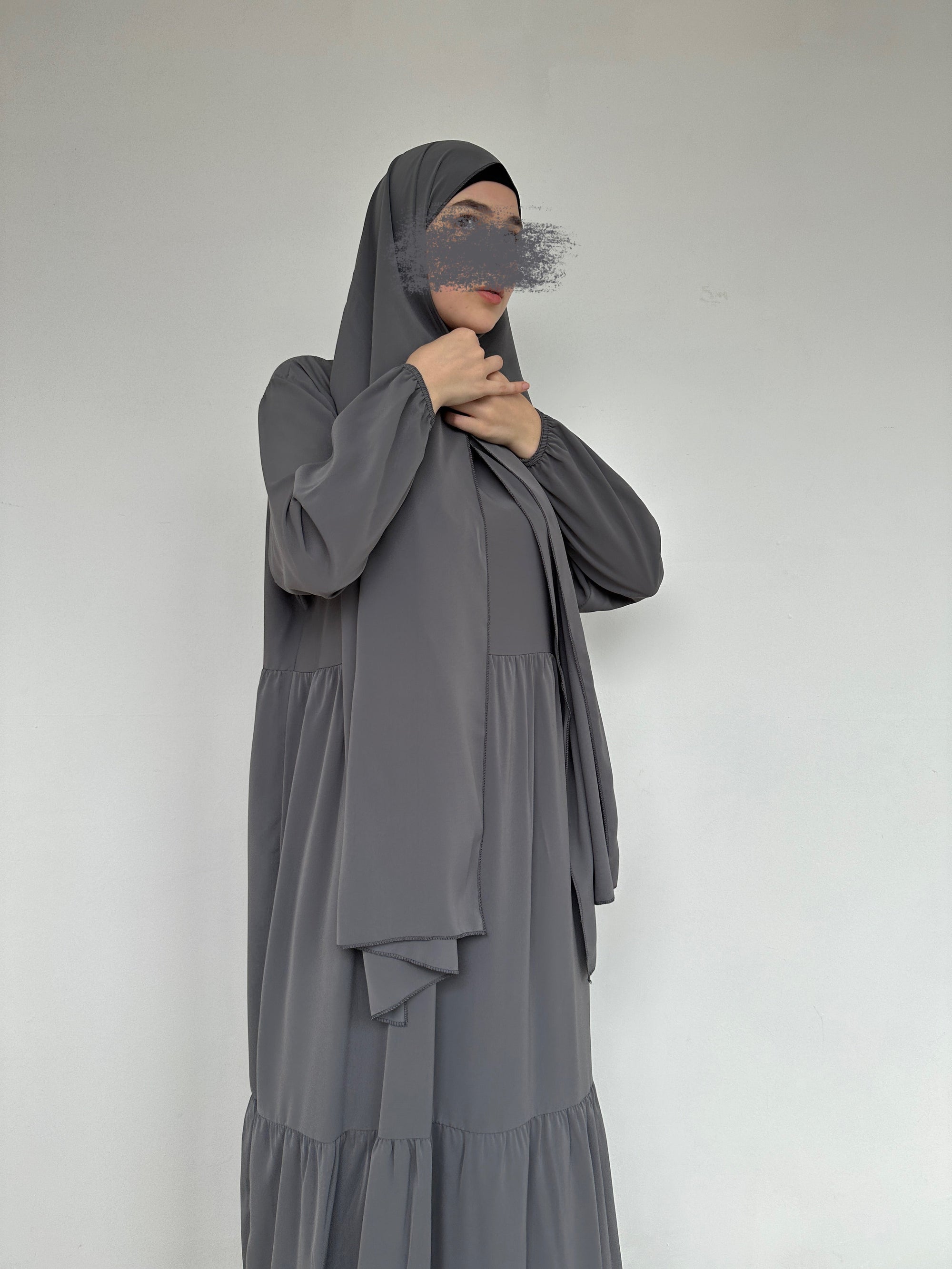 ABAYA SEMA HIJAB INTÉGRÉ GRIS FONCÉ