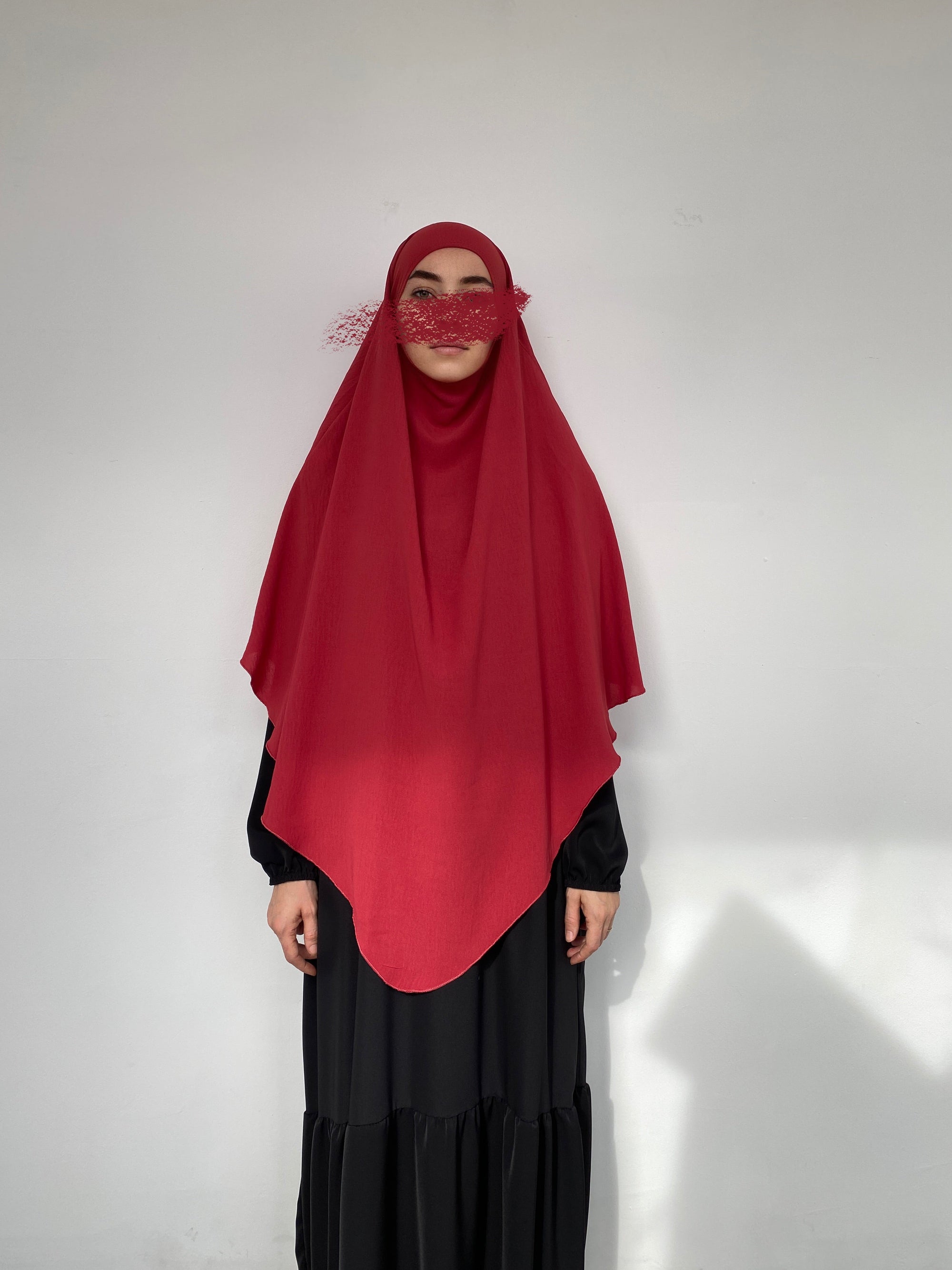 KHIMAR JAZZ MI-LONG POINTU CERISE
