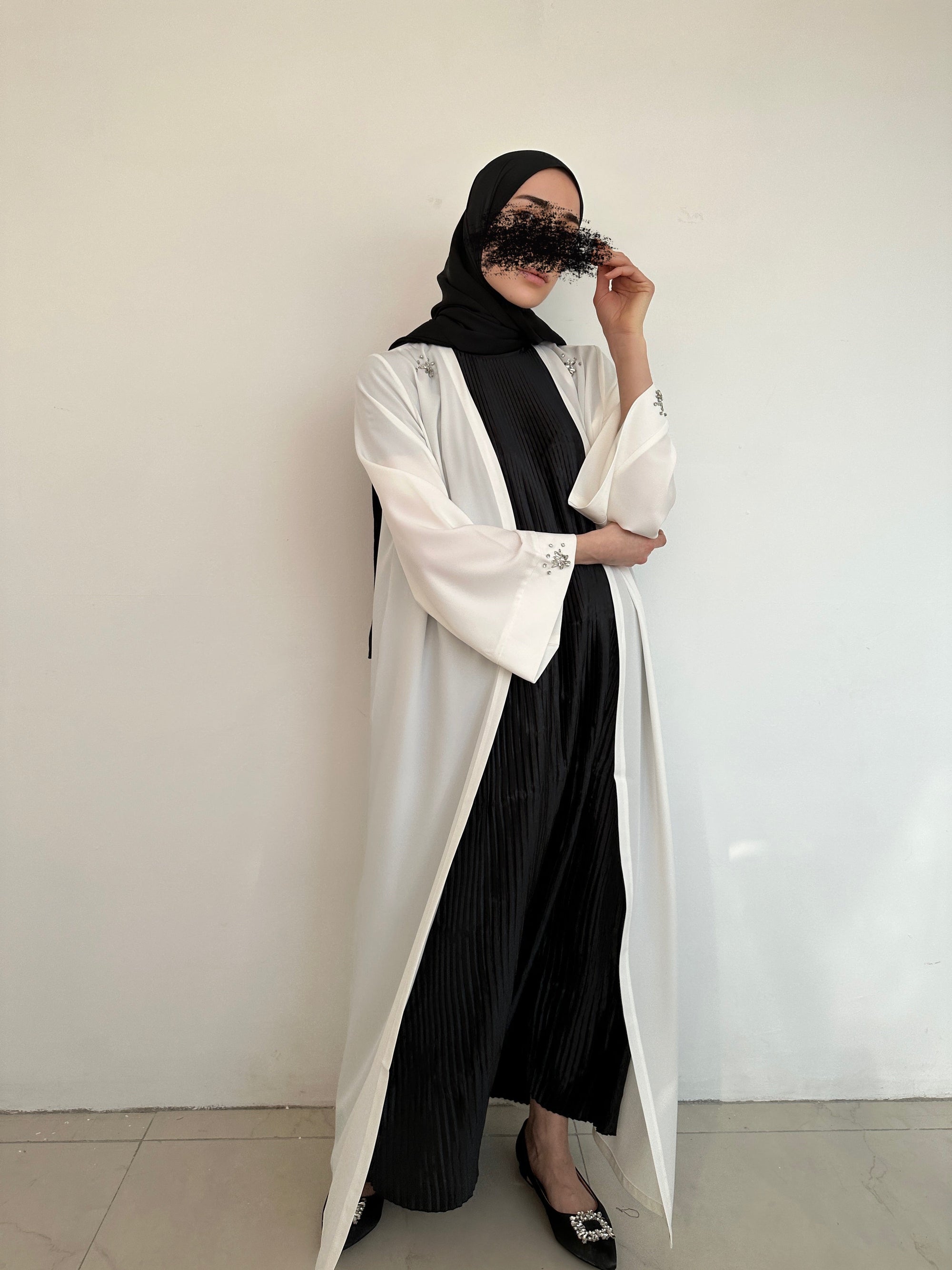 KIMONO DE SOIRÉE BLANC CASSÉ