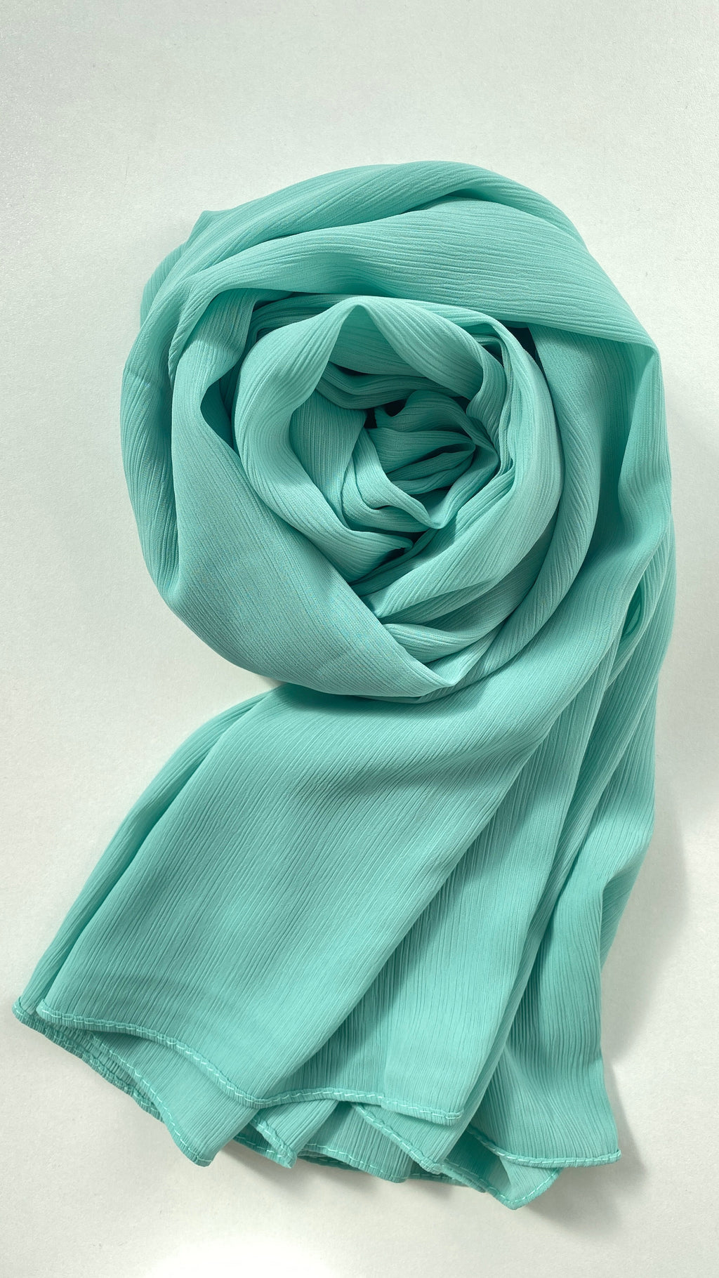 HIJAB  SOIE RAYÉE VERT D’EAU