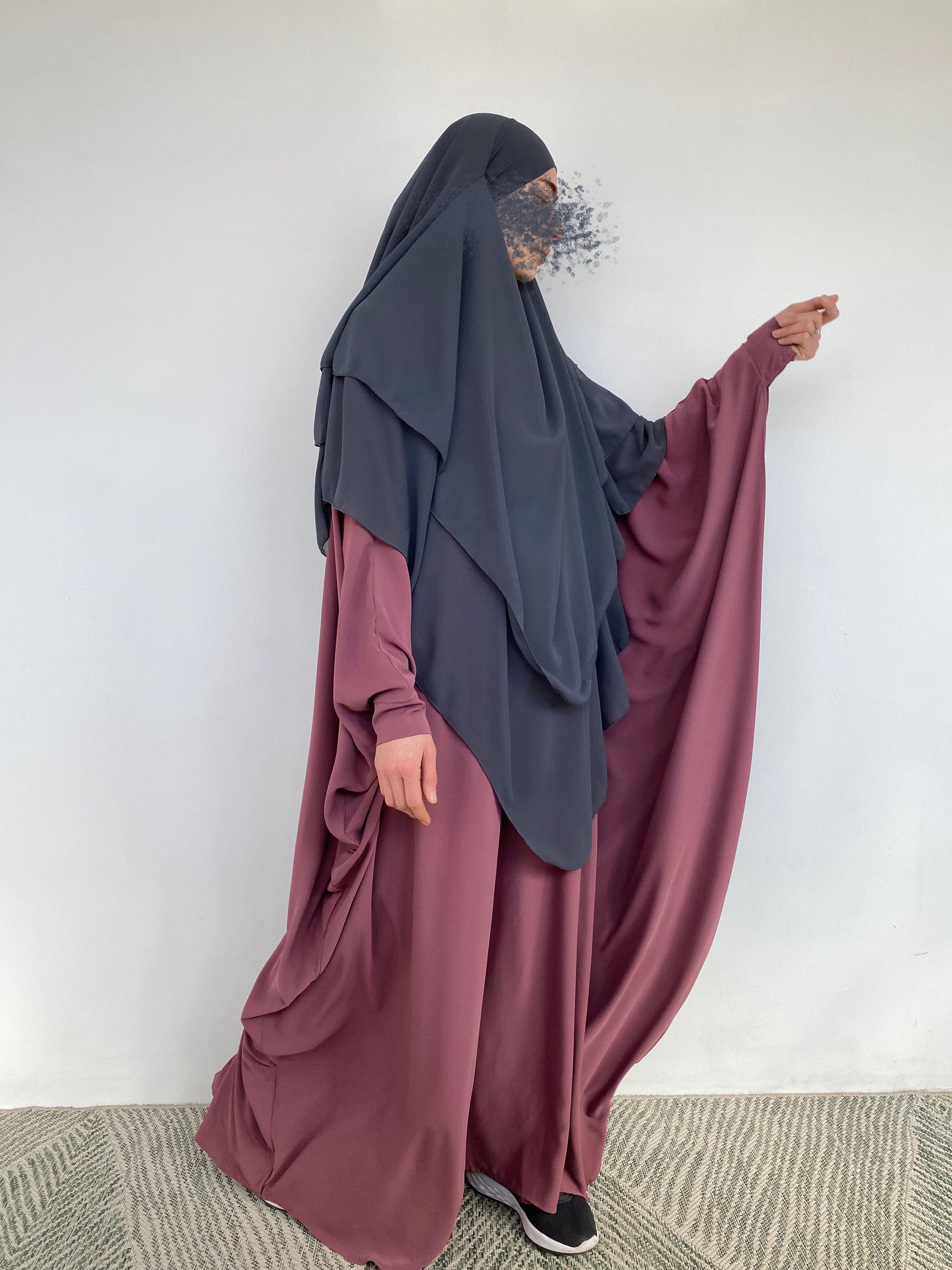 KHIMAR TROIS VOILES GRIS FONCÉ