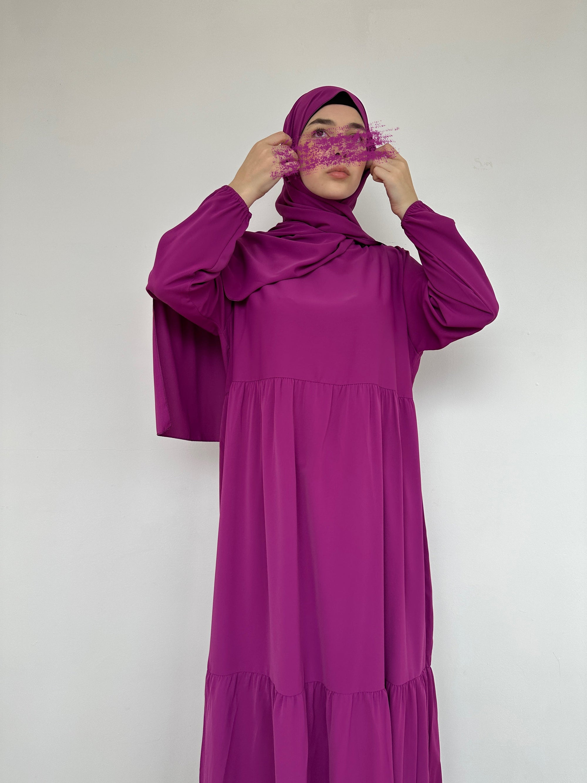 ABAYA SEMA HIJAB INTÉGRÉ FUCHSIA