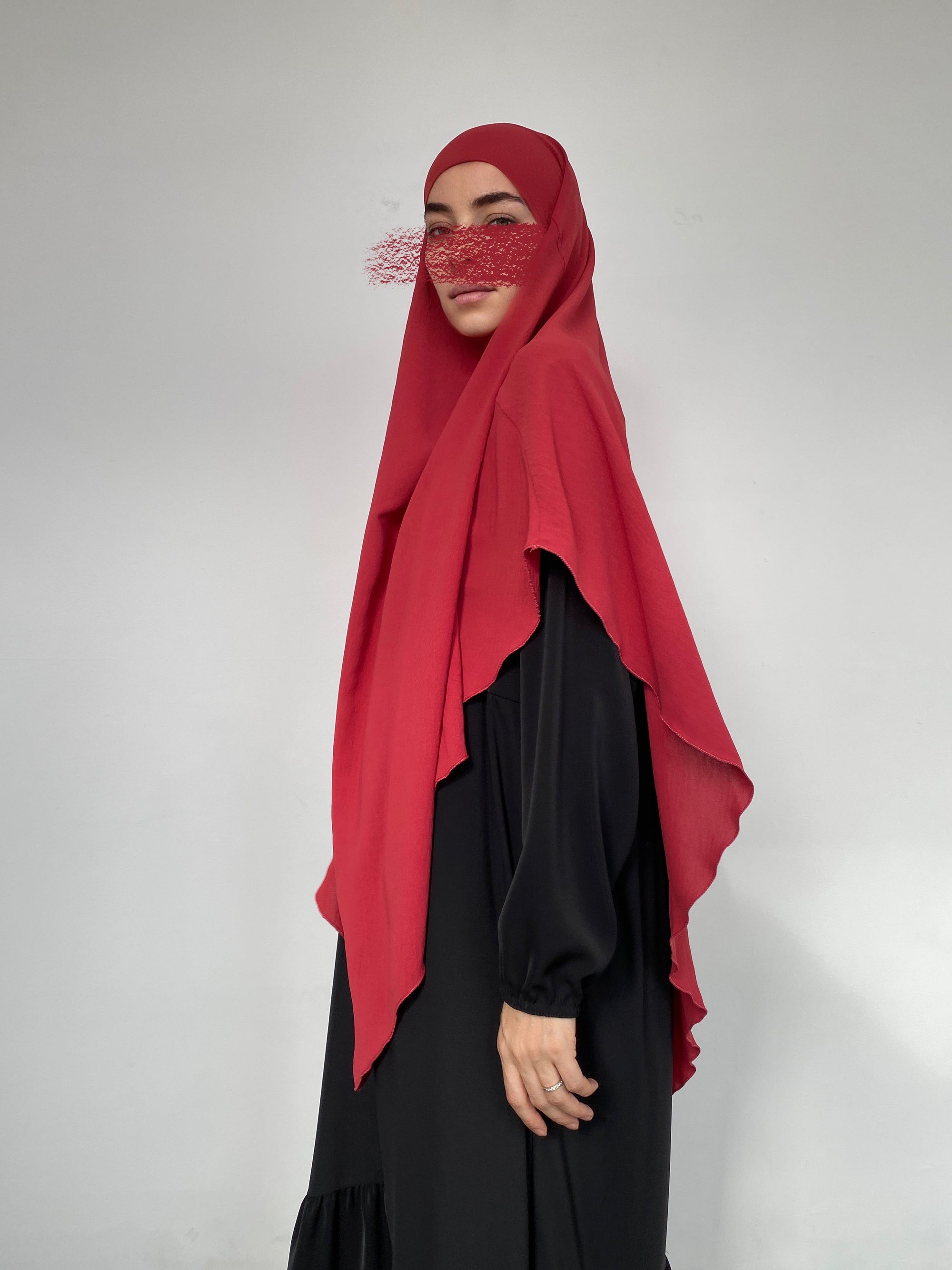 KHIMAR JAZZ MI-LONG POINTU CERISE