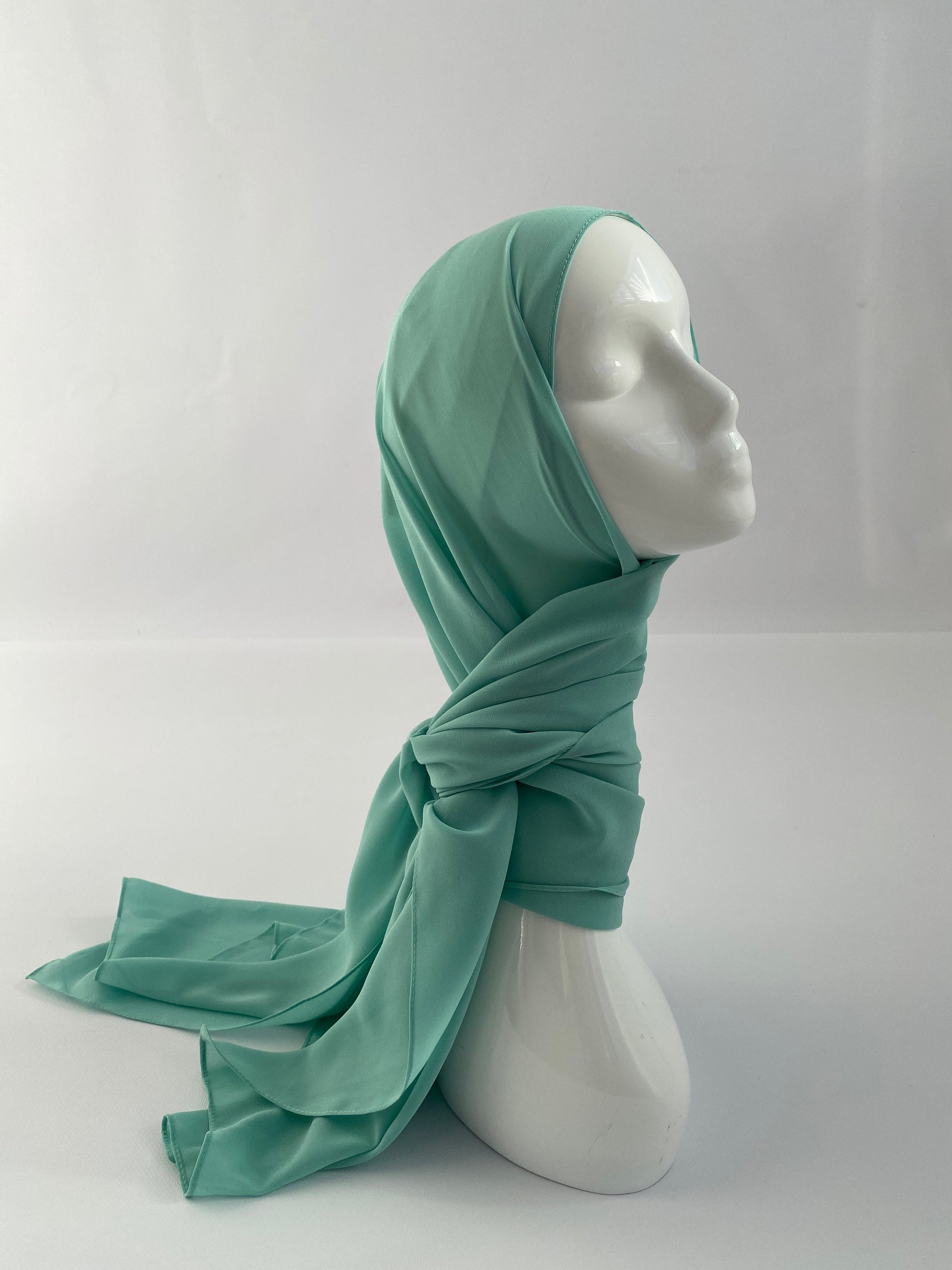 HIJAB MOUSSELINE VERT D'EAU