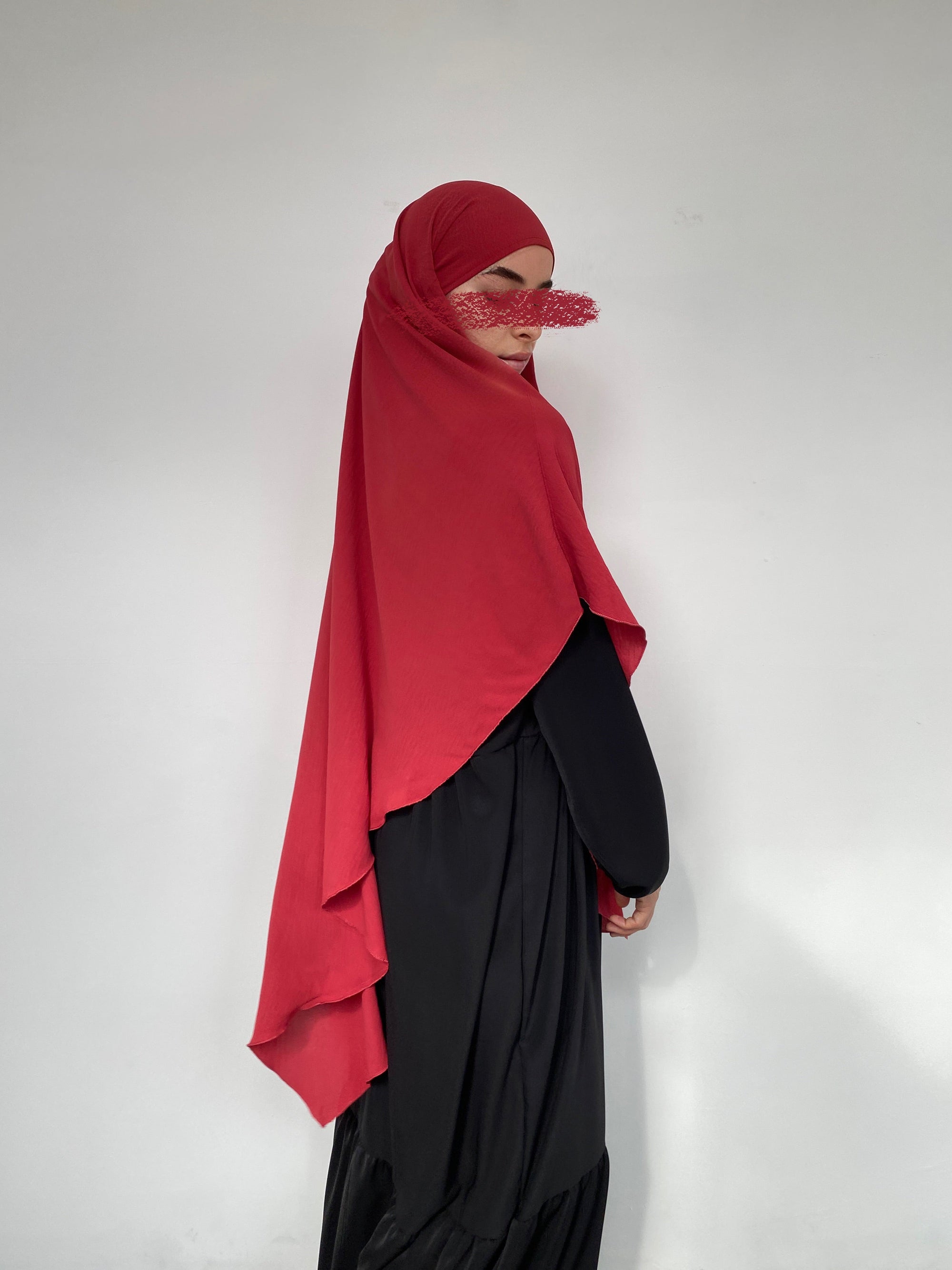KHIMAR JAZZ MI-LONG POINTU CERISE